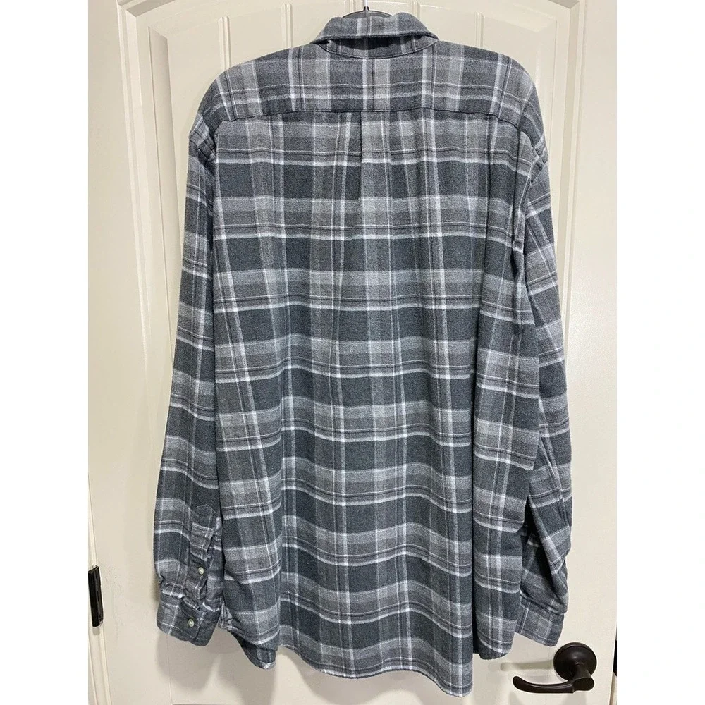 Polo Ralph Lauren Flannel Shirt‎ Mens XLT Gray Plaid Button Down Classic Cotton